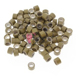 Inele microring cu silicon pentru extensii de par 100 bucati de 6mm Cod 52642 Saten Deschis Ash